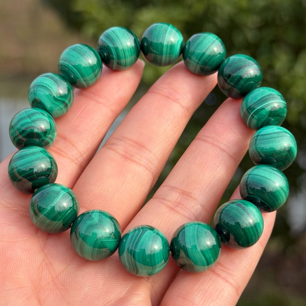 13mm stretchable high quality‎ malachite bracelet 1088